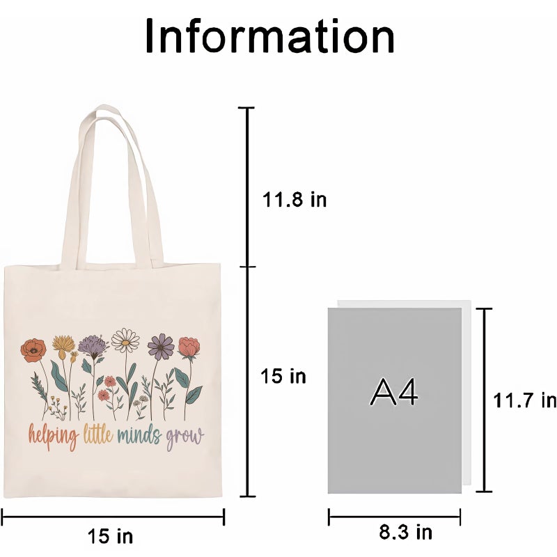 Kimoli Teacher Appreciation Gifts Women Canvas Tote Bags Aesthetic Travel Beach Bag Summer Reusable Grocery Fashion Shopping Bag Helping Little Minds Grow - Image 4