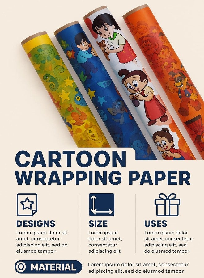 JPPL Multi Colour Cartoon Printed Notebook Cover Roll for School Notebook/Book | Protect Books from dust and Water | 14inch X 3meter | Notebook Cover Sheet (5 roll) - Image 3