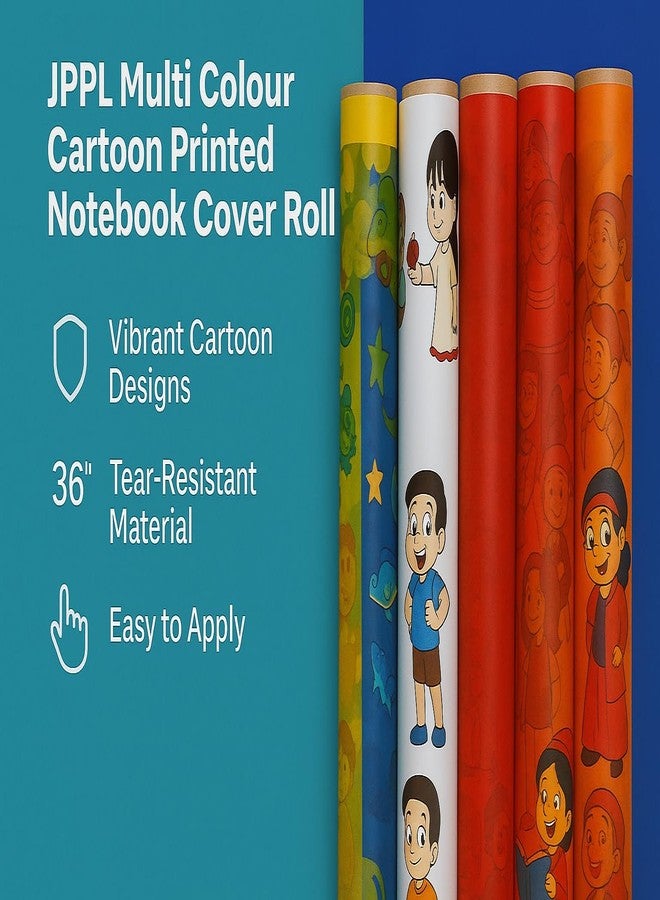 JPPL Multi Colour Cartoon Printed Notebook Cover Roll for School Notebook/Book | Protect Books from dust and Water | 14inch X 3meter | Notebook Cover Sheet (5 roll) - Image 4