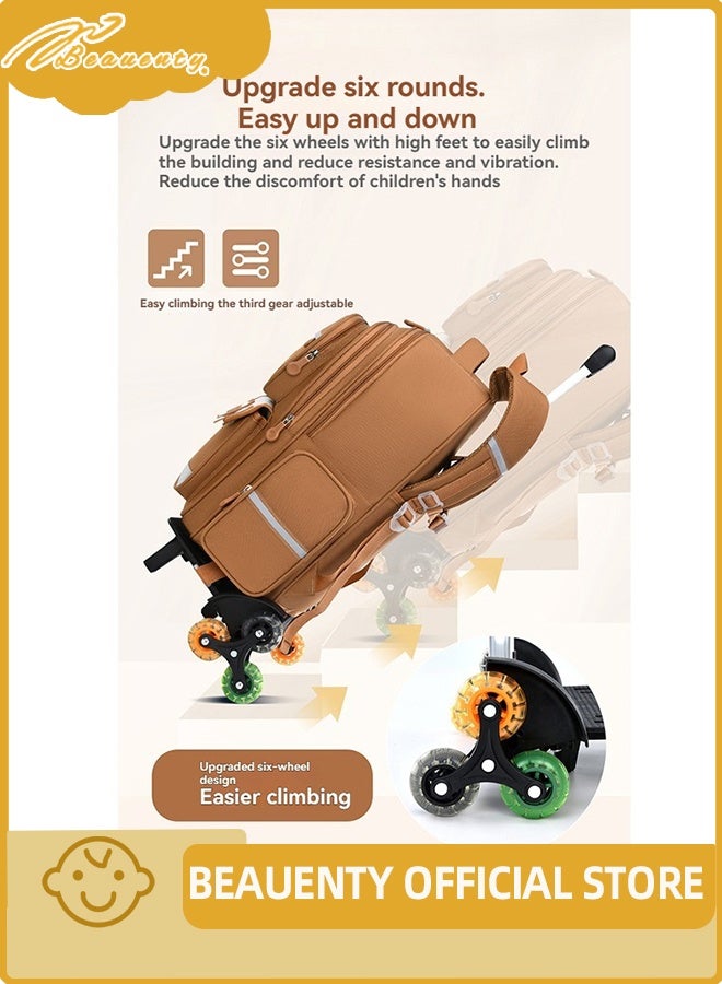 بيوينتي حقائب المدرسة للأطفال عربة, الأطفال المتداول حقيبة الظهر, حقيبة المدرسة عربة للأطفال, 2 في 1 حقائب الظهر متعددة الأغراض مع عجلات مقاومة للماء عجلات السفر ظهر حزمة, حمل على حقيبة الأمتعة - Image 3