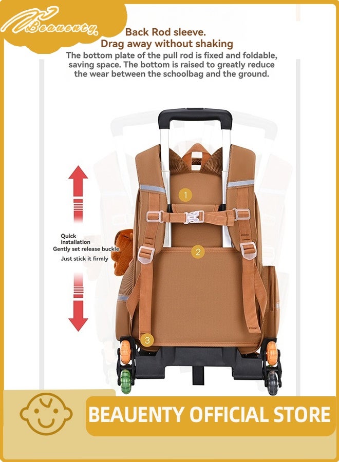 بيوينتي حقائب المدرسة للأطفال عربة, الأطفال المتداول حقيبة الظهر, حقيبة المدرسة عربة للأطفال, 2 في 1 حقائب الظهر متعددة الأغراض مع عجلات مقاومة للماء عجلات السفر ظهر حزمة, حمل على حقيبة الأمتعة - Image 4