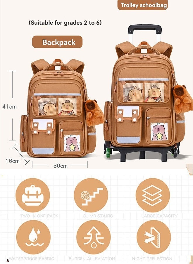 بيوينتي حقائب المدرسة للأطفال عربة, الأطفال المتداول حقيبة الظهر, حقيبة المدرسة عربة للأطفال, 2 في 1 حقائب الظهر متعددة الأغراض مع عجلات مقاومة للماء عجلات السفر ظهر حزمة, حمل على حقيبة الأمتعة - Image 2