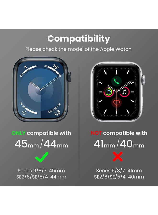 O Ozone سوار من المطاط السيليكوني مع حافظة معدنية متوافقة مع ساعة أبل 45 مم 44 مم للرجال، غطاء حماية من سبائك معدنية للرجال - أبيض - Image 2