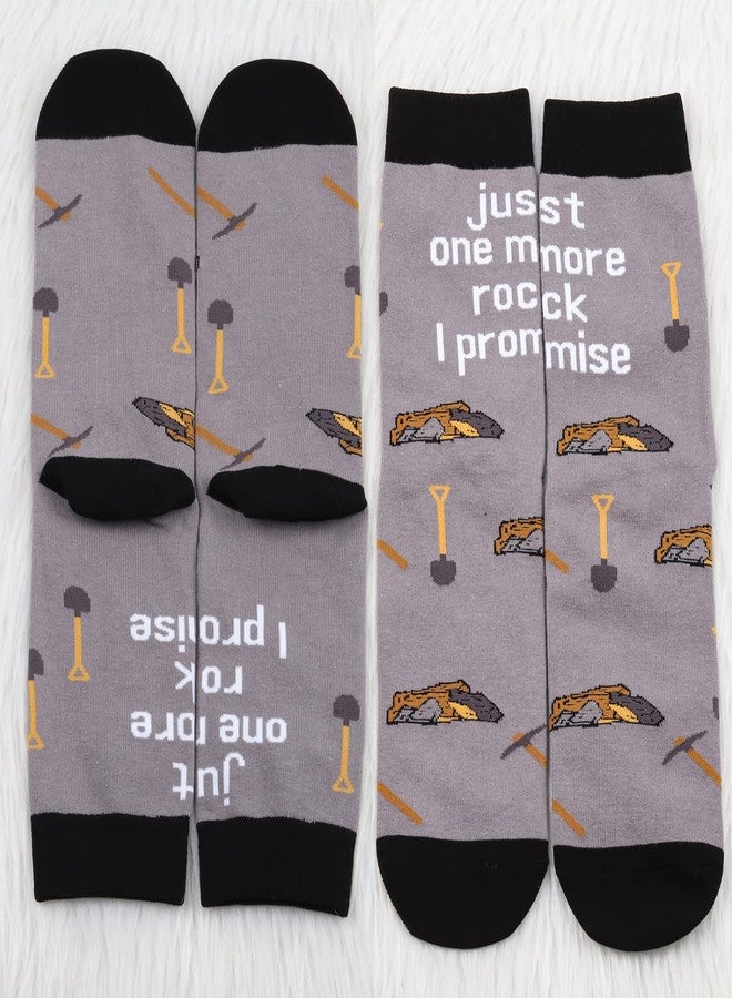 MBMSO Geology Gifts Socks 2 Pairs Just One More Rock I Promise Funny Geologist Socks Rock Collector Gifts Rock Hound Gifts (Geology Socks) - Image 3