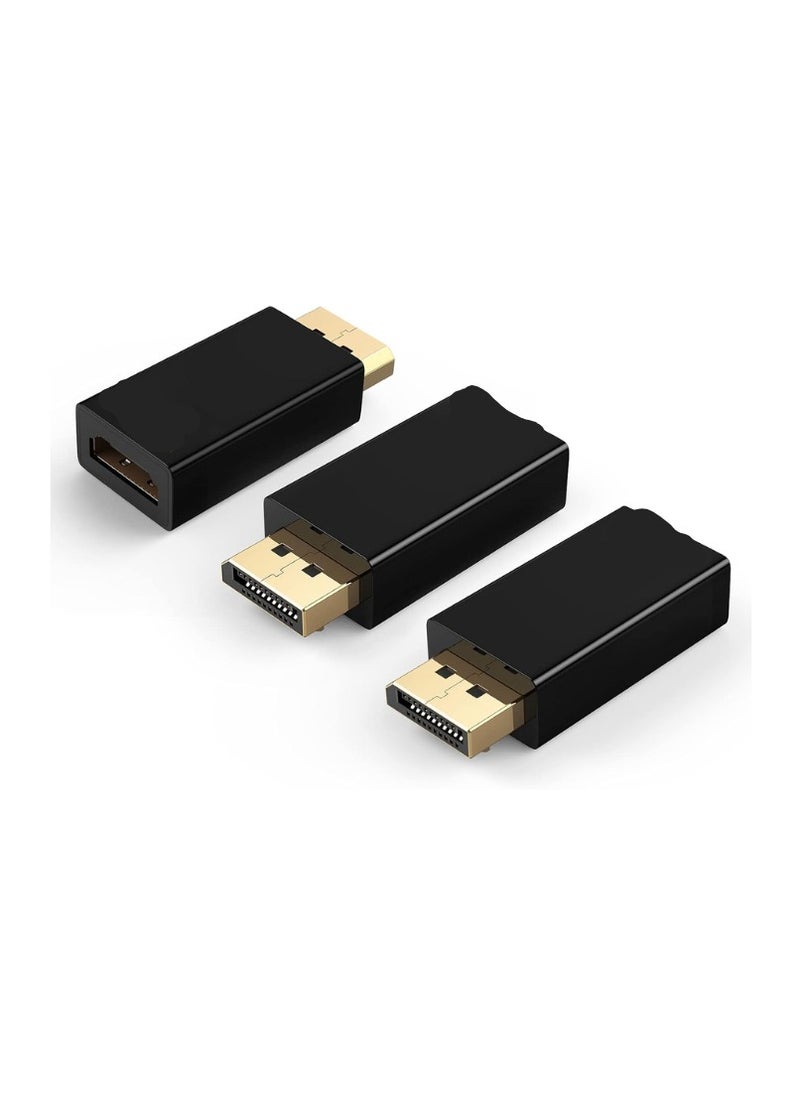 ماركة غير محددة مجموعة 3 محولات من DisplayPort إلى HDMI – دعم 4K و1080P و3D، موصل DP ذكر إلى HDMI أنثى  - Image 1