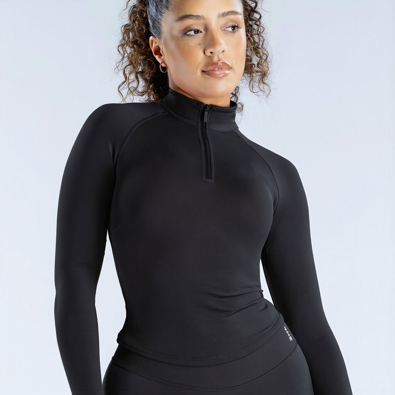 Workout Long Sleeve Half Zip Top Soft Nylon Stretchy Rose Purple XS Athletic Activewear - Image 1