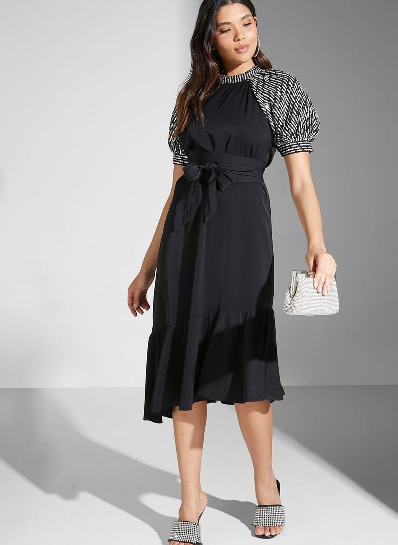 Montania Belted Sleeve Dress - Image 1