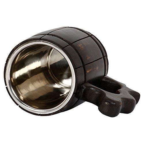 GoCraft Handmade Wooden Beer Mug with 18oz Stainless Steel Liner – Rustic Barrel Tankard for Men – Vintage Burnt Wood Beer Stein – Classic Pub Mug – Unique Beer Gift Idea – Barware Accessories - Image 4