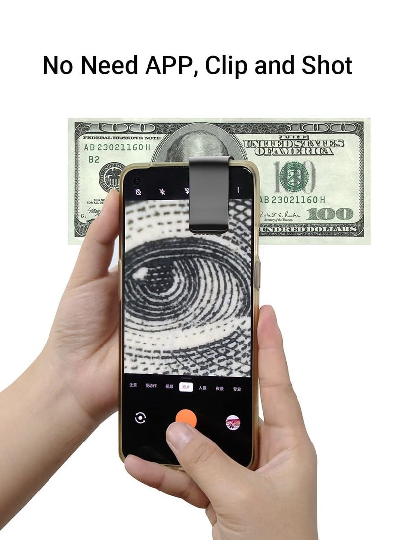 SOLARAE ميكروسكوب الهاتف المحمول، ميكروسكوب جيب صغير 200x مع ضوء LED/ ملحق كاميرا مكبر رقمي محمول مع عدسة CPL متوافقة مع هواتف iPhone/Android (أسود) - Image 3