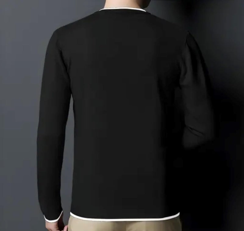 FASHA Men Full Sleeve Cotton T Shirt | 100% Pure Cotton Solid Round Neck Tee| Regular Fit Comfortable Soft Fabric T Shirt |Casual Wear, Office Wear, Gym Wear, Travel & College Outfit-Pack of 1 Black - Image 2
