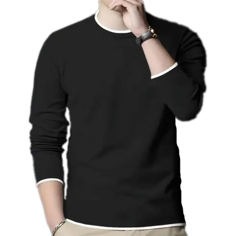 FASHA Men Full Sleeve Cotton T Shirt | 100% Pure Cotton Solid Round Neck Tee| Regular Fit Comfortable Soft Fabric T Shirt |Casual Wear, Office Wear, Gym Wear, Travel & College Outfit-Pack of 1 Black - Image 4