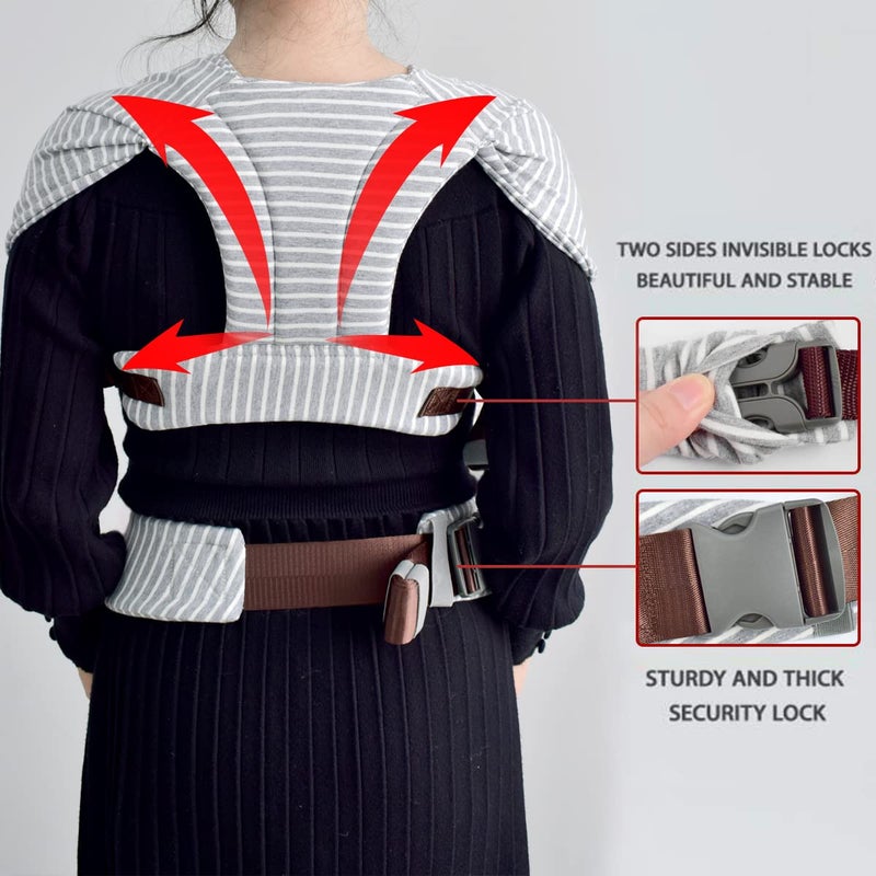 vrbabies Baby Wraps Carrier Newborn to Toddler, Kangaroo Baby Easy Wearing Wrap, Adjustable Soft Baby Holder Front Chest Sling Carriers Perfect Infant Essentials Gifts (Striped Grey, Cotton) - Image 5