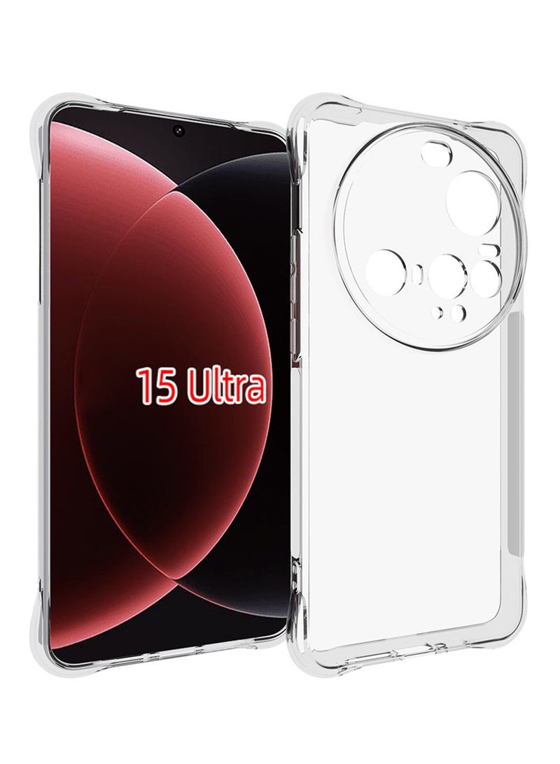 حالة لـ Xiaomi 15 Ultra 5G واضحة TPU أربع زوايا غطاء حماية من الدرجة العسكرية شفافة ناعمة