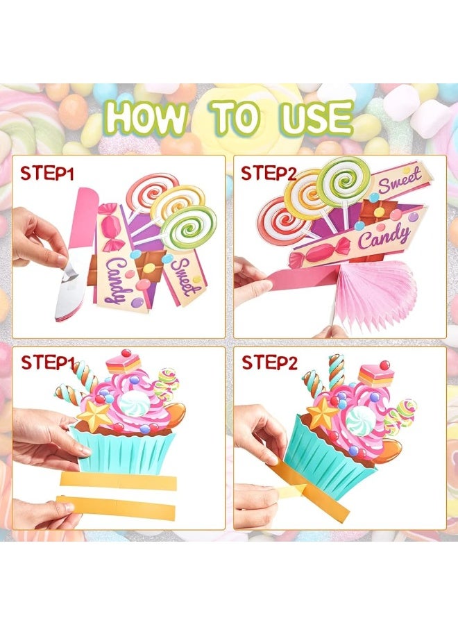 Marspark 10 Pieces Candyland Party Decorations Candyland Table Centerpieces Candyland Table Decorations Candyland Honeycomb Centerpieces Candyland Decorations for Birthday Baby Shower Sweet Shop Party Supplies - Image 3