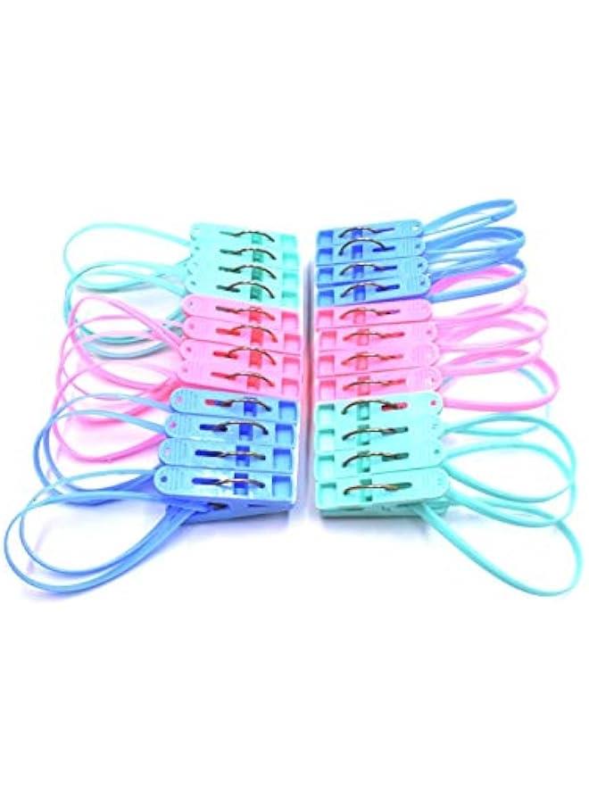 24pcs Colorful Plastic Clothes Peg Clip Pins Rope Hanging Clothesline Windproof Hanger  - Image 1