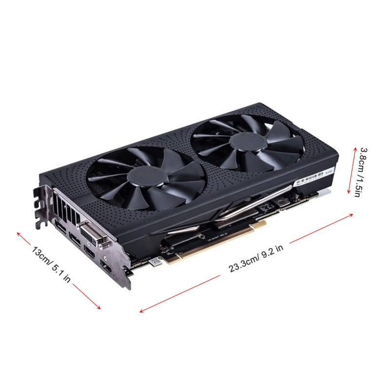 بطاقة رسومات Radeon RX580 بسعة 8 جيجابايت GDDR5 وواجهة 256-بت - معالج رسومات عالي الأداء للألعاب مع منافذ HDMI وDisplayPort وDVI - بطاقة رسومات كمبيوتر بمعيار PCI-E 3.0 لأجهزة الكمبيوتر المخصصة للألعاب - Image 5