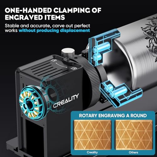 CREALITY FALCON Rotary Roller Pro, 4 in-1 Multi-Functional Laser Rotary Roller Y-axis Jaw Chuck Rotary for Engraving Cylindrical Objects, Tumblers, Wine Glass, Rings, Balls - Image 2