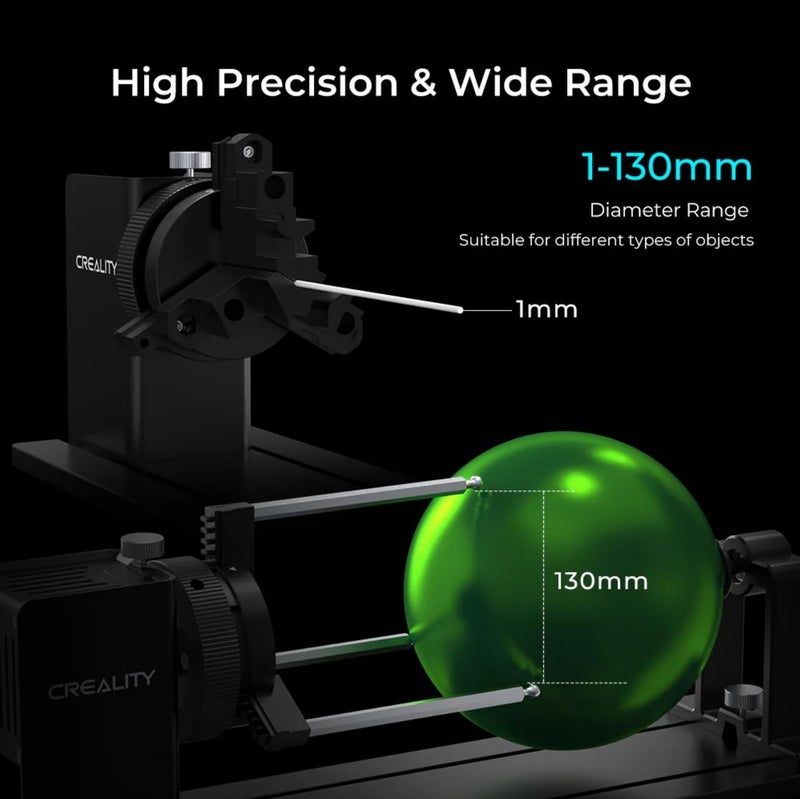 CREALITY FALCON Rotary Roller Pro, 4 in-1 Multi-Functional Laser Rotary Roller Y-axis Jaw Chuck Rotary for Engraving Cylindrical Objects, Tumblers, Wine Glass, Rings, Balls - Image 5