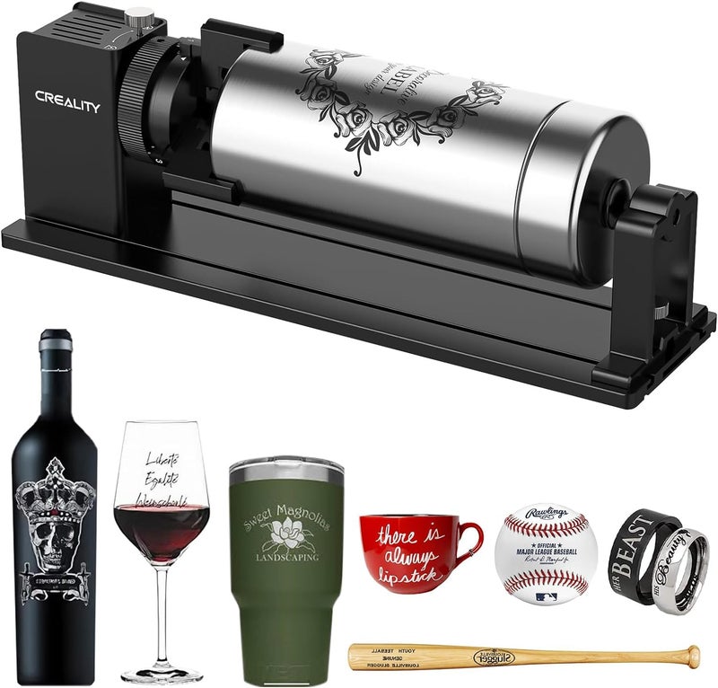 CREALITY FALCON Rotary Roller Pro, 4 in-1 Multi-Functional Laser Rotary Roller Y-axis Jaw Chuck Rotary for Engraving Cylindrical Objects, Tumblers, Wine Glass, Rings, Balls - Image 1
