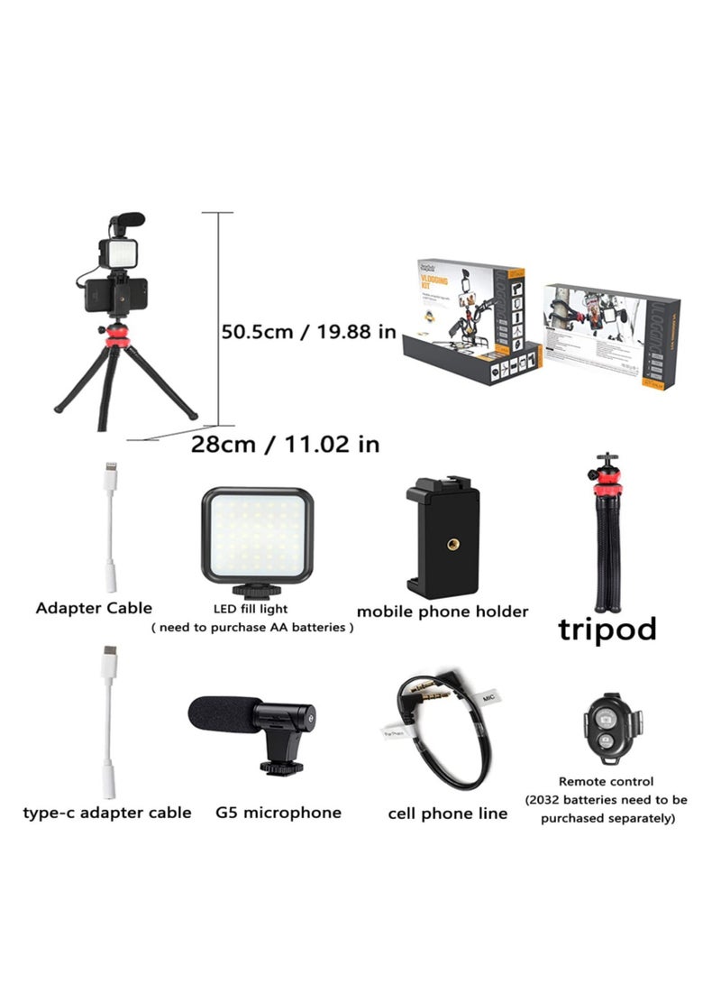 ELTRAZONE Vlogging Kit Phone Video Accessories Adjustable Stand Holder Compatible with a Variety of Mobile Phone Models for YouTube Instagram TikTok - Image 2