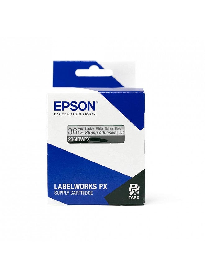 LABELWORKS Epson LABELWORKS 236IBWPX PET (Polyester) Tape Cartridge - Black on White Strong Adhesive Industrial Label Maker Tape - 1.5" (36MM) Wide, 30 ft - Image 4