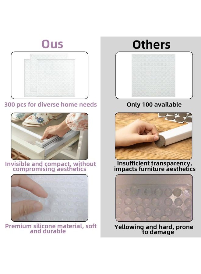 TKYZMS 300PCS Handle Door Wall Stopper Transparent Silicone Self-Adhesive Bumper, Glass Desktop Anti Slip Pad, Anti-Collision Pads, Suitable for Drawers, Desks, Cabinets, Photo Frames and Glass - Image 2