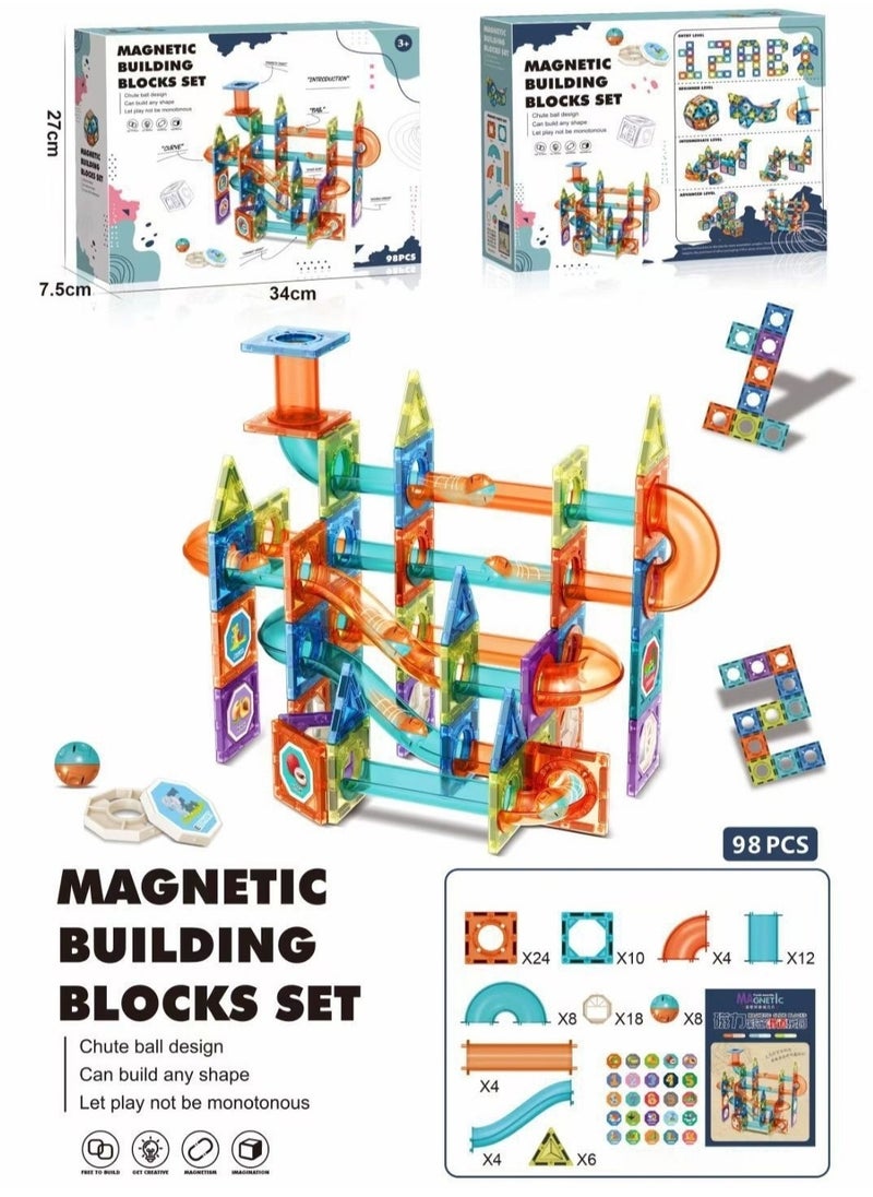 General - 98PCS Magnetic Building Blocks Set for Kids – STEM Educational DIY Marble Run Track Toy with Tubes, Slides & Strong Magnets – Creative Puzzle Construction Gift for Ages 3+ 🧲 - Image 1
