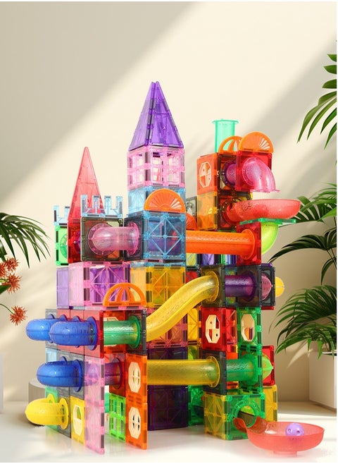 98PCS Magnetic Building Blocks Set for Kids – STEM Educational DIY Marble Run Track Toy with Tubes, Slides & Strong Magnets – Creative Puzzle Construction Gift for Ages 3+ 🧲