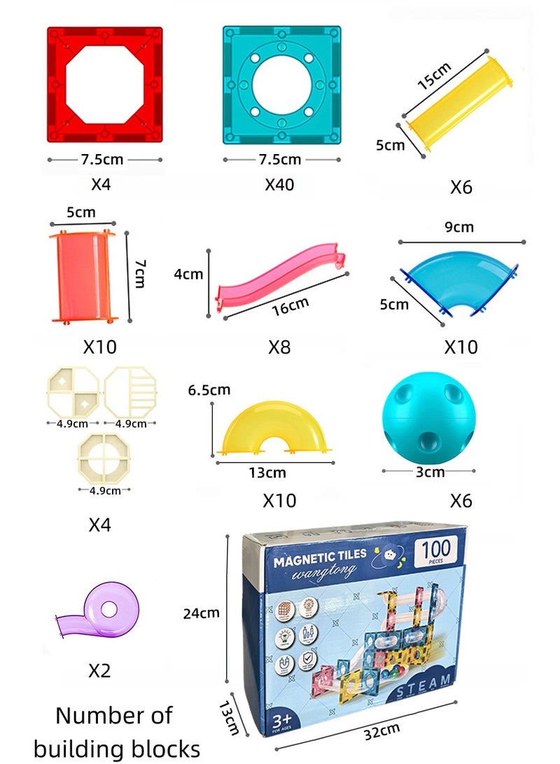 عام 🧩 مجموعة مكعبات بناء مغناطيسية – 100 قطعة لعبة تعليمية STEM للأطفال | مجموعة تركيب مغناطيسية، طوب تجميع للتعلم وألعاب ألغاز إبداعية للأولاد والبنات +3 🎁 - Image 5