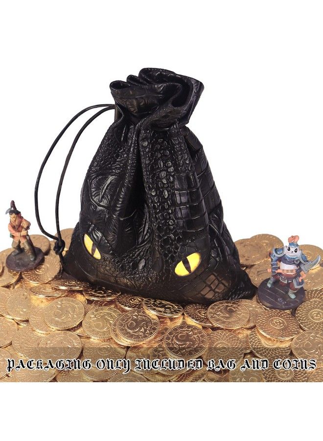 Byhoo 100 Dnd Fantasy Metal Gold Coins With Pu Leather Bag，Dnd Gold Coins For Dungeons & Dragons Novelty Board Games Metal Treasure Coins As Game Tokens For Party Tablelap Games Midcentury Retro Props - Image 3