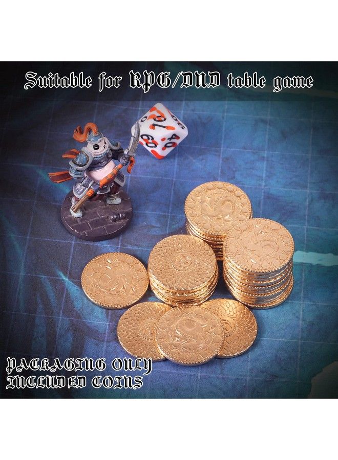Byhoo 100 Dnd Fantasy Metal Gold Coins With Pu Leather Bag，Dnd Gold Coins For Dungeons & Dragons Novelty Board Games Metal Treasure Coins As Game Tokens For Party Tablelap Games Midcentury Retro Props - Image 4