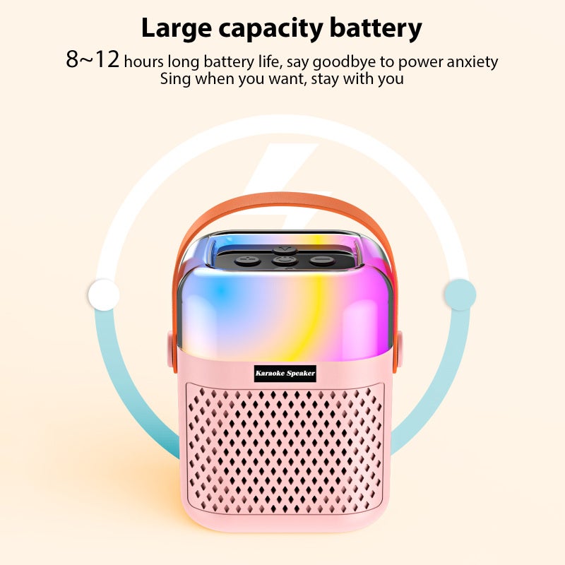 Mini Karaoke Machine: Pink Portable Design With Long Battery Life - High-Quality 3D Surround Sound Wireless Speaker With Microphone For Home Parties And Singing Enthusiasts - Image 4