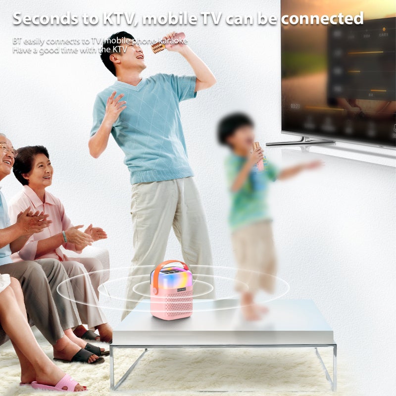 Mini Karaoke Machine: Pink Portable Design With Long Battery Life - High-Quality 3D Surround Sound Wireless Speaker With Microphone For Home Parties And Singing Enthusiasts - Image 5