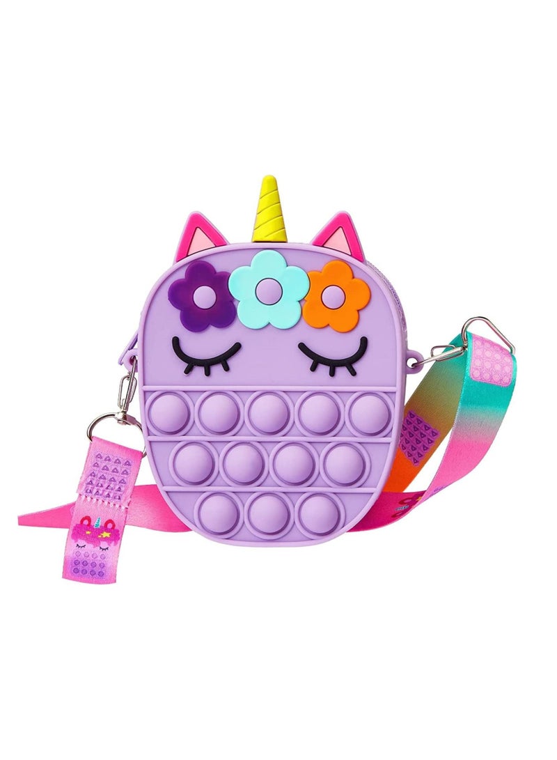 GGEROU Pop Purse Unicorn for Girls, Pop On Its Fidget Purse Shoulder Bag Best Gift, Push Bubble Popit New Year Present Handbag Crossbody Bag - Image 1