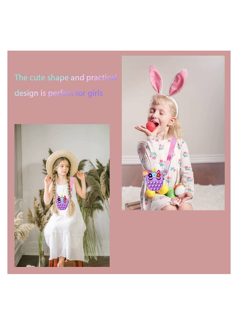 GGEROU Pop Purse Unicorn for Girls, Pop On Its Fidget Purse Shoulder Bag Best Gift, Push Bubble Popit New Year Present Handbag Crossbody Bag - Image 3