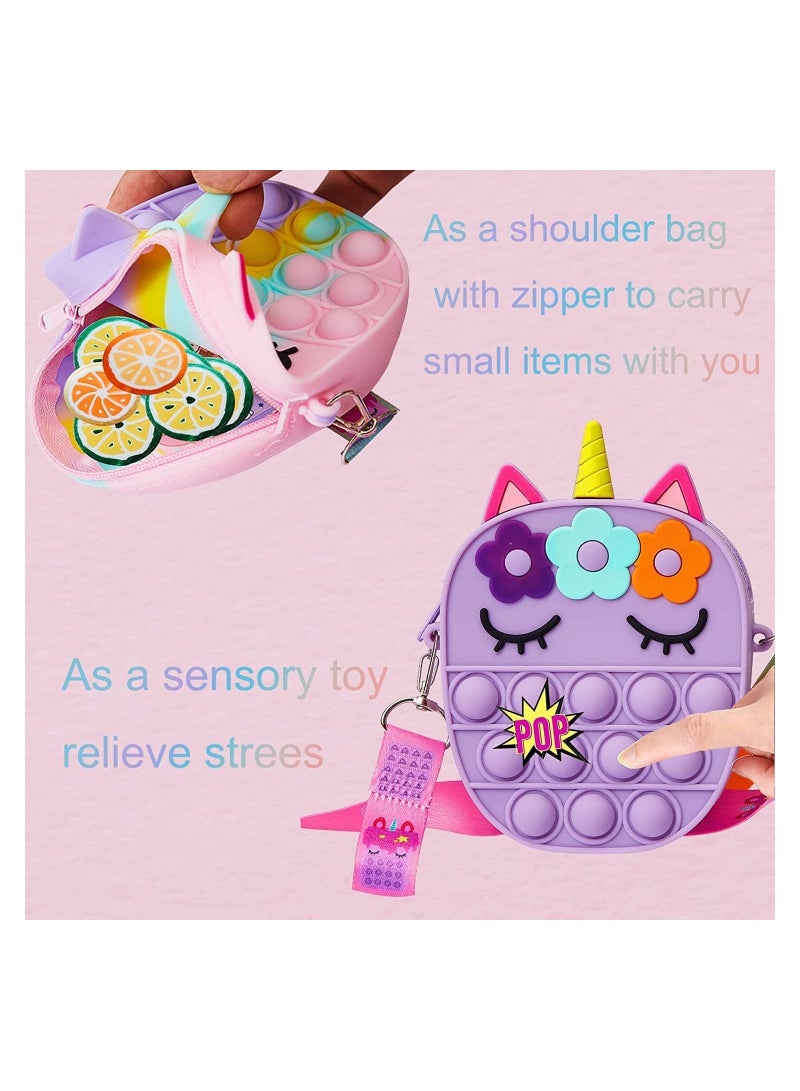 GGEROU Pop Purse Unicorn for Girls, Pop On Its Fidget Purse Shoulder Bag Best Gift, Push Bubble Popit New Year Present Handbag Crossbody Bag - Image 4