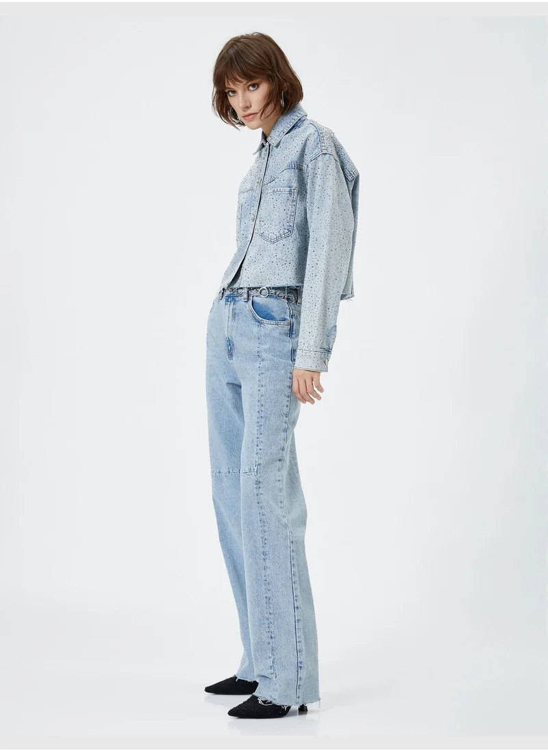 كوتون High Rise Longer Straight Fit Cotton Pockets Denim Trousers - Nora Jean