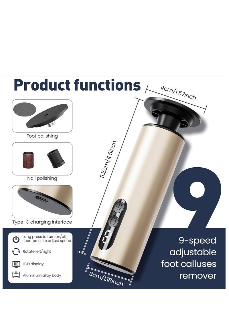 Mini Electric Foot Grinder, Portable Foot Callus Remover (9 Adjustable Speed ), For Men and Women’s Hand and Foot Health Care and Callus Grinding (Gold Color) - Image 3