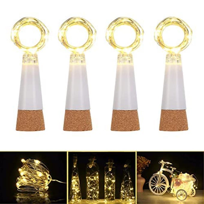USB BOTTLE LIGHTS RECHARGEABLE RECHARGEABLE WINE BOTTLE LIGHTS 15LED 59INCH COPPER WIRE WATERPROOF FAIRY CORK STRING LIGHTS FOR PARTY HALLOWEEN CHRISTMAS DECORATIONS WARM WHITE 4 PACK