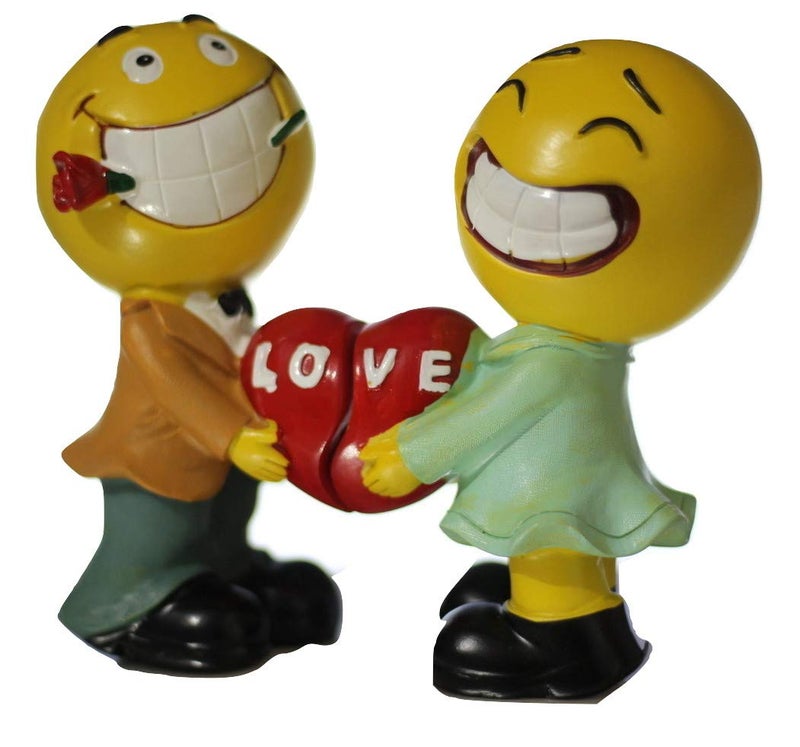 Lilone Smiley Faces Couple Showpiece for Home Décor (5x3 Inch, Multicolor) - Image 1