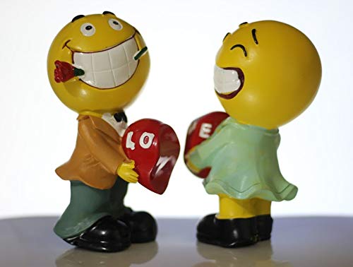 Lilone Smiley Faces Couple Showpiece for Home Décor (5x3 Inch, Multicolor) - Image 3