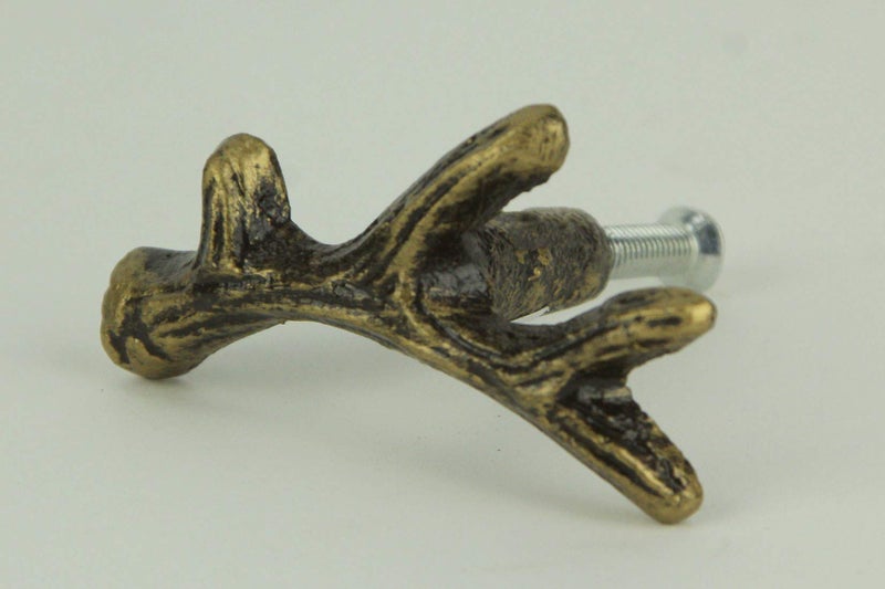 Zeckos Set of 12 Bronze Finish Cast Iron Small Deer Antler Cabinet Handle Drawer Pulls - Rustic Wildlife-Inspired Hardware for Western Lodge and Southwest Home Decor - Image 2