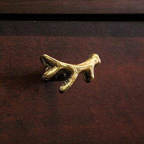 Zeckos Set of 12 Bronze Finish Cast Iron Small Deer Antler Cabinet Handle Drawer Pulls - Rustic Wildlife-Inspired Hardware for Western Lodge and Southwest Home Decor - Image 4