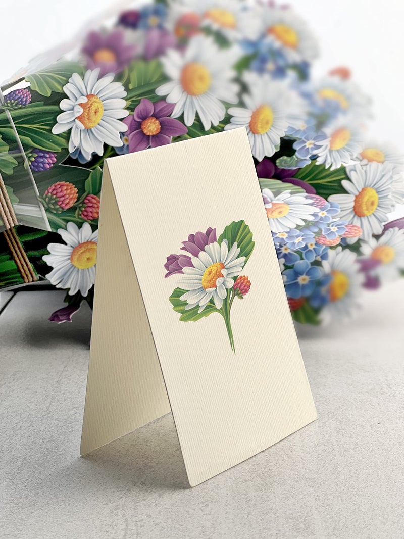 Freshcut Paper Pop Up Cards, Paper Flower Bouquet 3D Popup Greeting Cards with Note Card & Envelope, Birthday Card, Anniversary Card, Get Well Gifts for Women, 12" Field of Daisies - Image 3