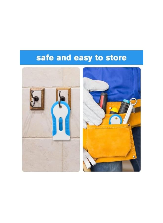 promass Razor Blade Scraper Tool, 2PCS Retractable Plastic Razor Blade Scraper, Cleaning Razor Scraper with 20 Stainless Steel Blades, Glass Cooktop Scraper for Removing Sticker, Label, Adhesive (Blue） - Image 4