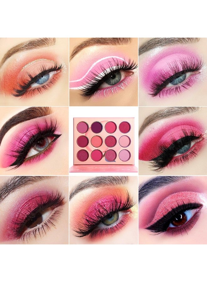 BEUSELF BEUSELF DE'LANCI Pink Eyeshadow Palette,12 Colors Peach Matte & Shimmer High Pigmented Mini Makeup Eyeshadow Pallet,Warm Natural Blendable Long-Lasting Waterproof Small Pallets Eyeshadow  - Image 2