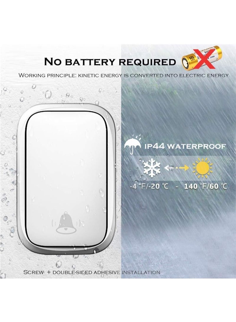 دايتويز جرس باب لاسلكي ذاتي التشغيل، جهاز تحكم عن بعد 150 متر، لا يحتاج إلى بطارية، جرس نداء منزلي. - Image 2