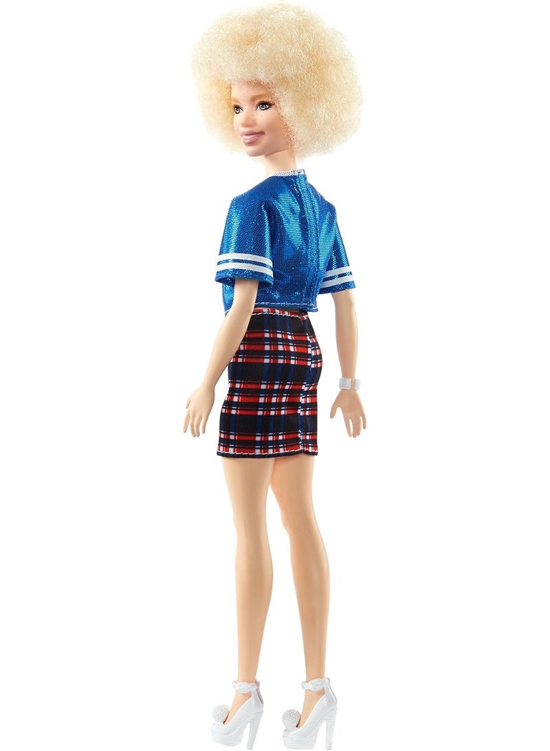 Barbie- Fashionistas Doll with B Jersey Play Skirt, fashion doll with blonde afro hair, gifts for children aged 3+ - Image 3