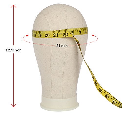 Leeven 2124 Canvas Block Head for Making Wig Mannequin Head With T Pins and Clamp stand for Wig Display MakingStyling 21 Inch - Image 5