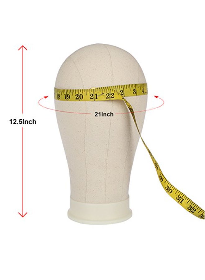 Leeven 2124 Canvas Block Head for Making Wig Mannequin Head With T Pins and Clamp stand for Wig Display MakingStyling 21 Inch - Image 4